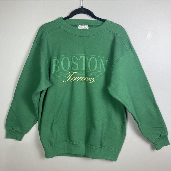 Boston University Terriers Sweatshirt men's Large Genus 90's? Vintage Green - Picture 1 of 7